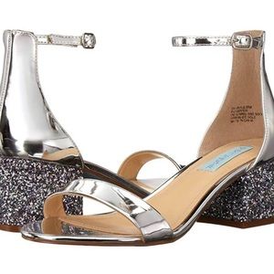 Betsey Johnson Blue Glitter Heels Wedding Prom